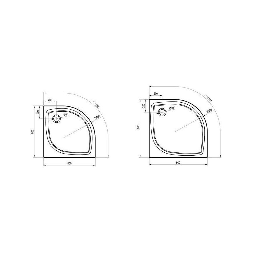 Ravak XA237711010 - ELIPSO veerandringikujuline dušialus 90x90 cm, valge