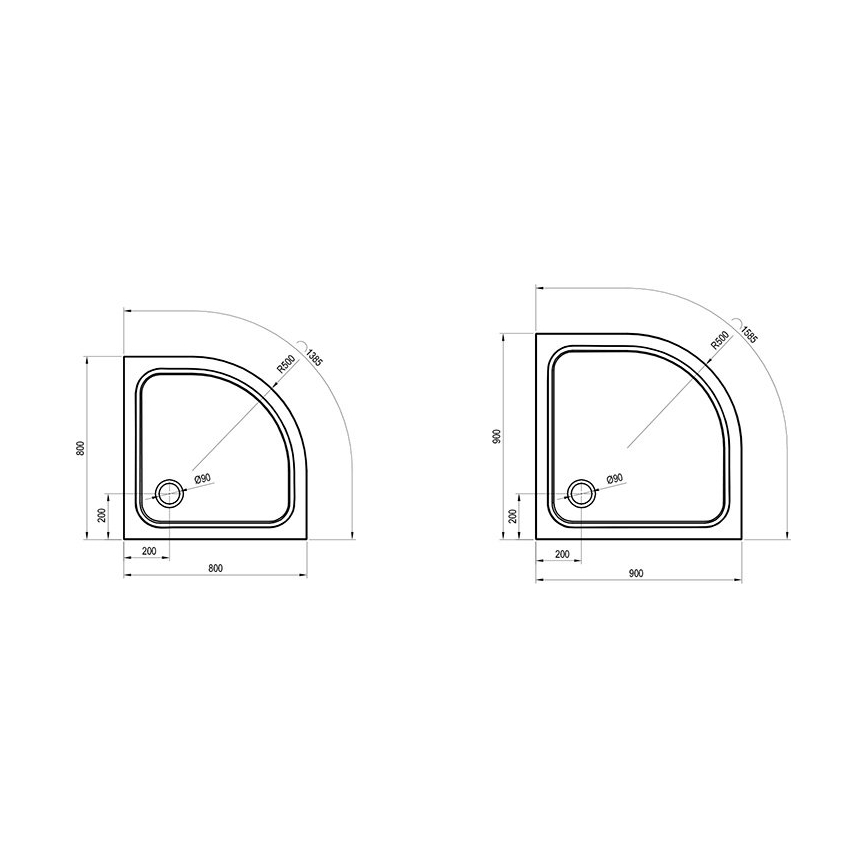 Ravak XA247701010 - ELIPSO veerandringikujuline dušialus 90 x 90 cm, valge