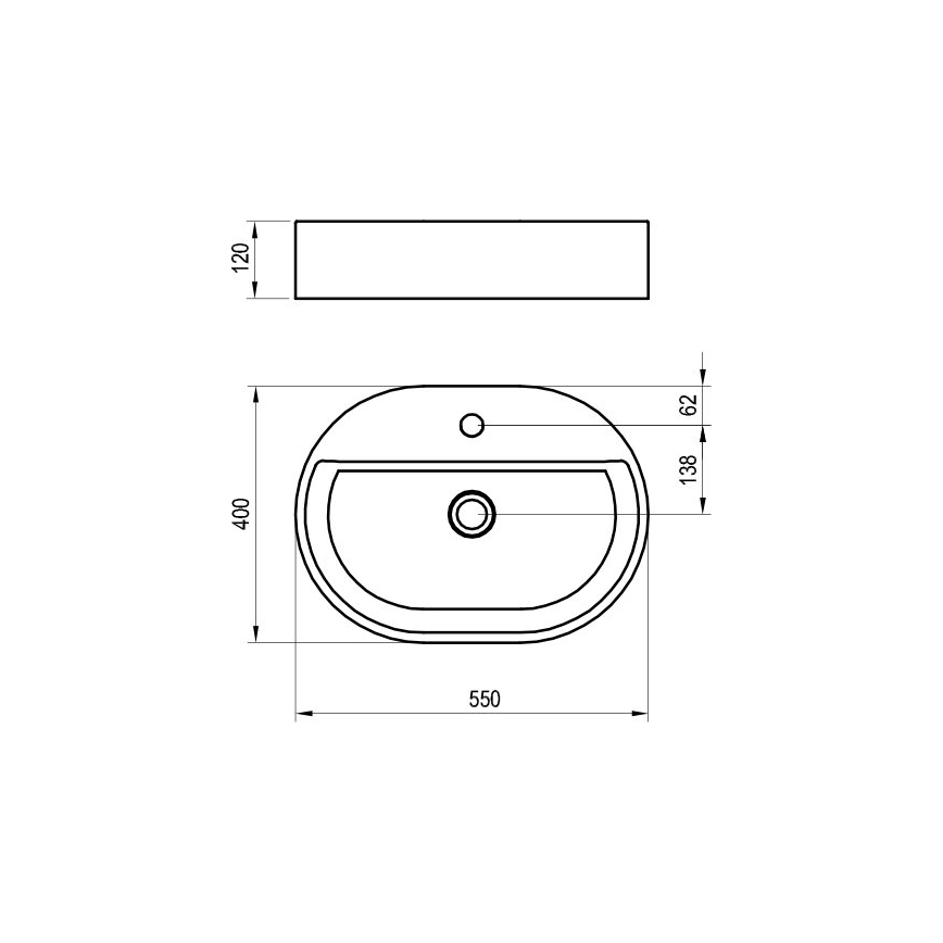 Ravak XJX01155003 - Lauale paigaldatav valamu CERAMIC SLIM 55x40 cm keraamika/valge