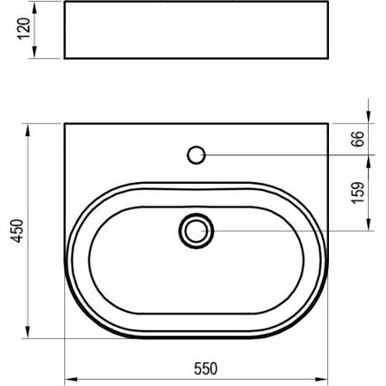 Ravak XJX01155004 - Lauaplaadile paigaldatav valamu CERAMIC SLIM 55x45 cm keraamika/valge