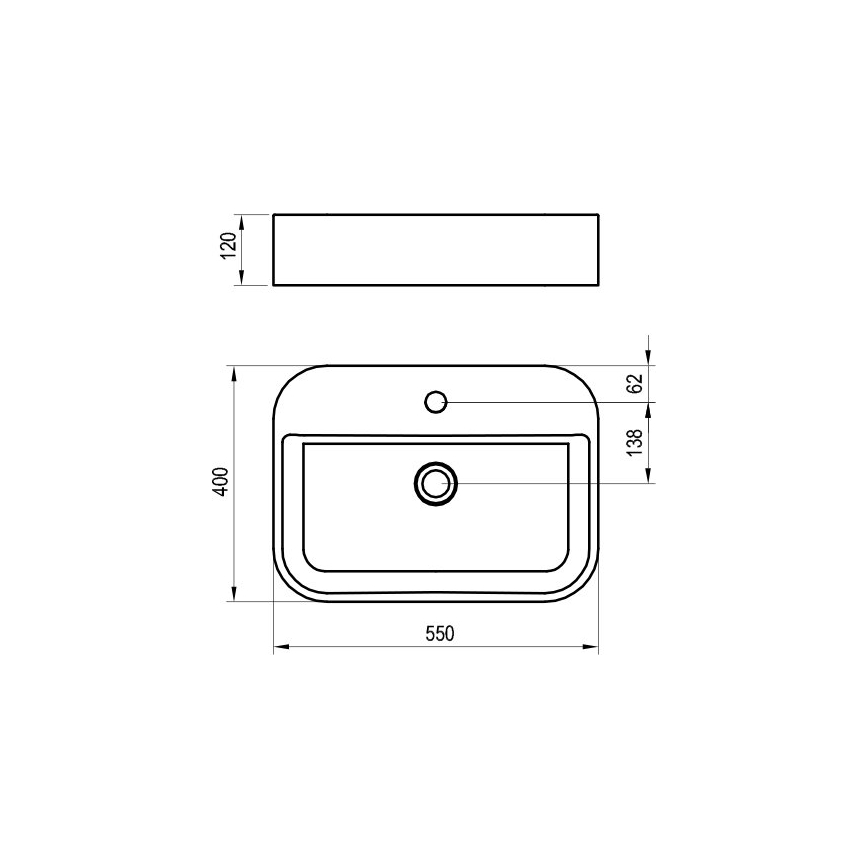 Ravak XJX01155005 - lauapealne valamu CERAMIC SLIM 55x40 cm keraamika/valge