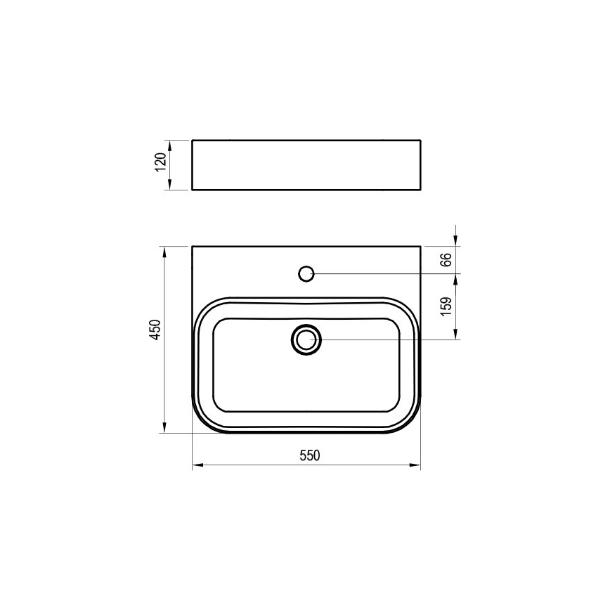 Ravak XJX01155006 - Lauale asetatav valam CERAMIC SLIM 55x45 cm keraamika/valge