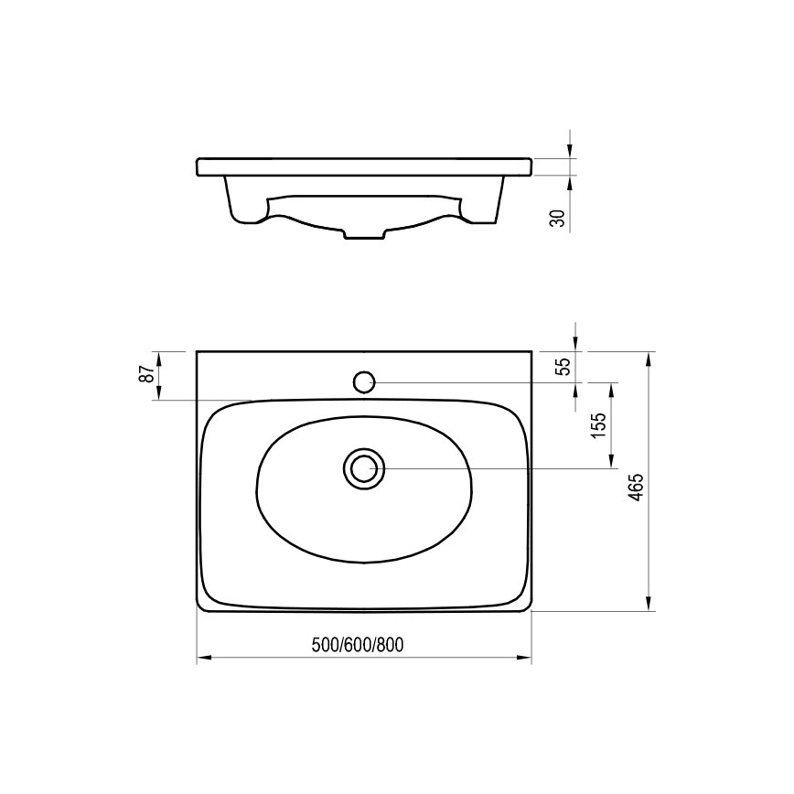 Ravak XJX01250000 - Süvistatav valamu BALANCE 50x46,5 cm keraamiline/valge