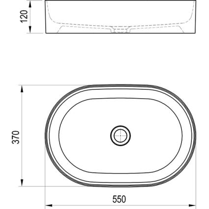 Ravak XJX0D155000 - Lauale paigaldatav valamu CERAMIC SLIM 55x37 cm keraamika/must