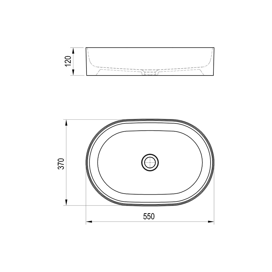 Ravak XJX0D155000 - Lauale paigaldatav valamu CERAMIC SLIM 55x37 cm keraamika/must