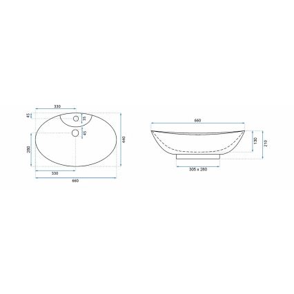 REA-00692 - Lauapealne valamu ROSA 44x66 cm keraamika/läikiv valge