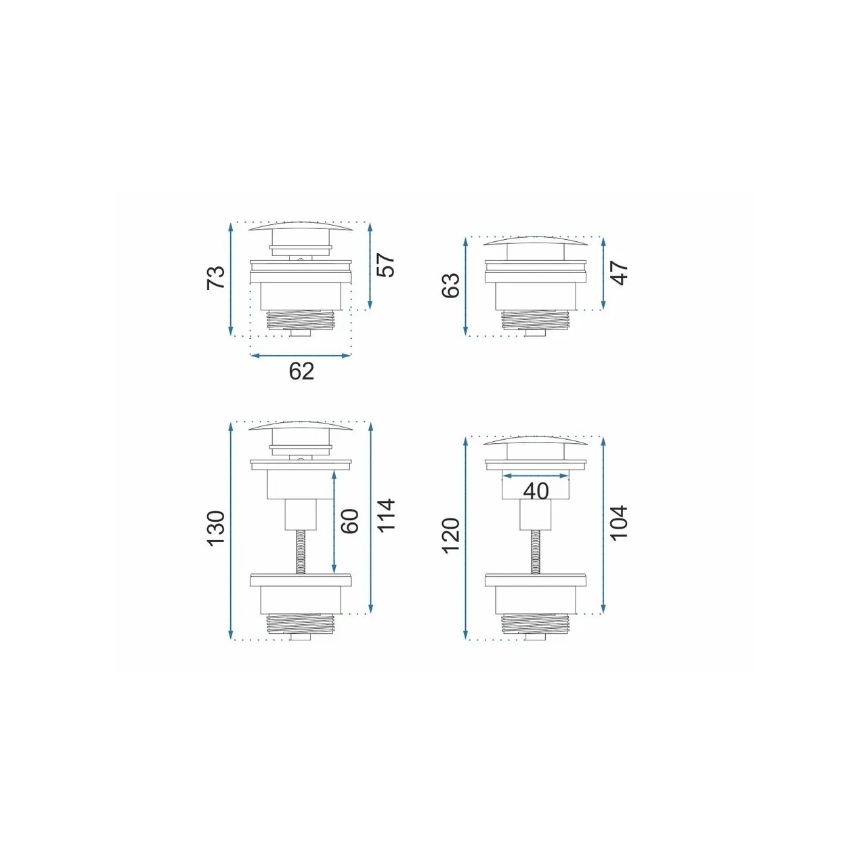 REA-A4100 - Valamu äravool CLICK-CLACK Ø 6,4 cm, läikiv must