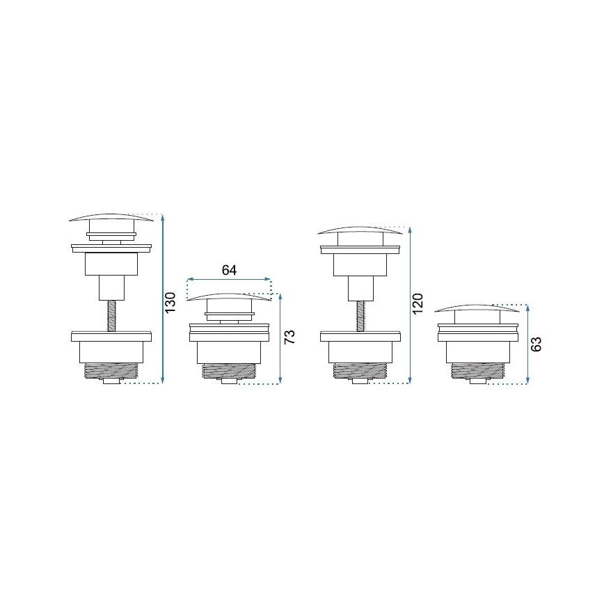 REA-A533A - Valamu äravool CLICK-CLACK Ø 6,4 cm roosakuldne