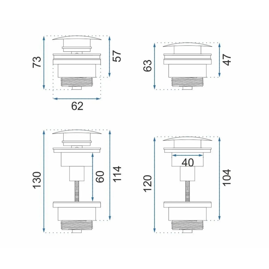 REA-A5632 - Valamu äravool CLICK-CLACK, läbimõõt 6,4 cm, harjatud vask