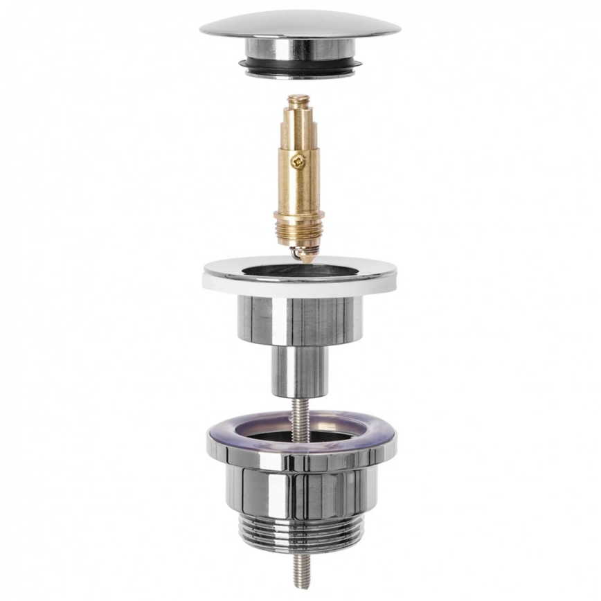 REA-A5693 - Valamu sifoon CLICK-CLACK-äravooluga, läbimõõt 6,4 cm, läikiv kroom