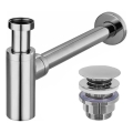 REA-A5693 - Valamu sifoon CLICK-CLACK-äravooluga, läbimõõt 6,4 cm, läikiv kroom
