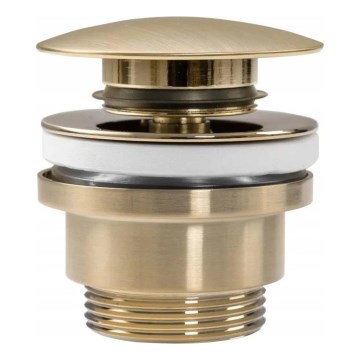 REA-A8585 - CLICK-CLACK valamu äravoolukork, läbimõõt 6,4 cm, harjatud kuldne