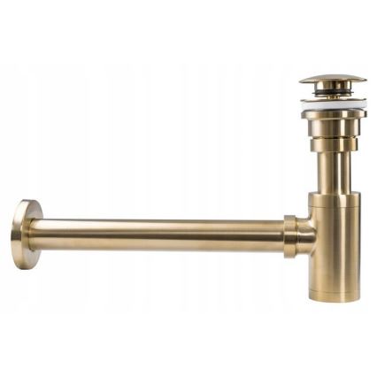 REA-A8586 - Valamu sifoon CLICK-CLACK äravooluga, läbimõõt 6,4 cm, harjatud kuld