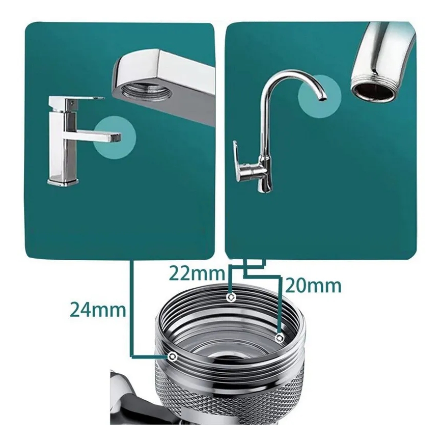 REA-B0660 - Pööratav adapter valamu segistile, läikiv kroom