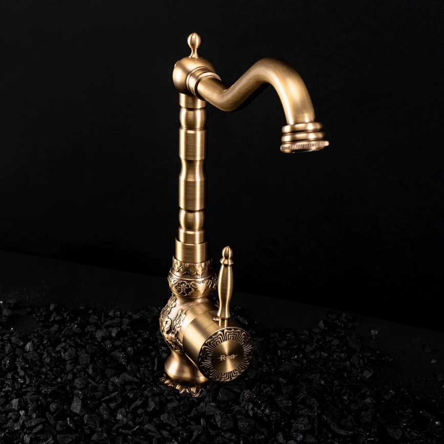 REA-B2500 - Valamusegisti VENICE RETRO 32 cm, harjatud kuldne viimistlus