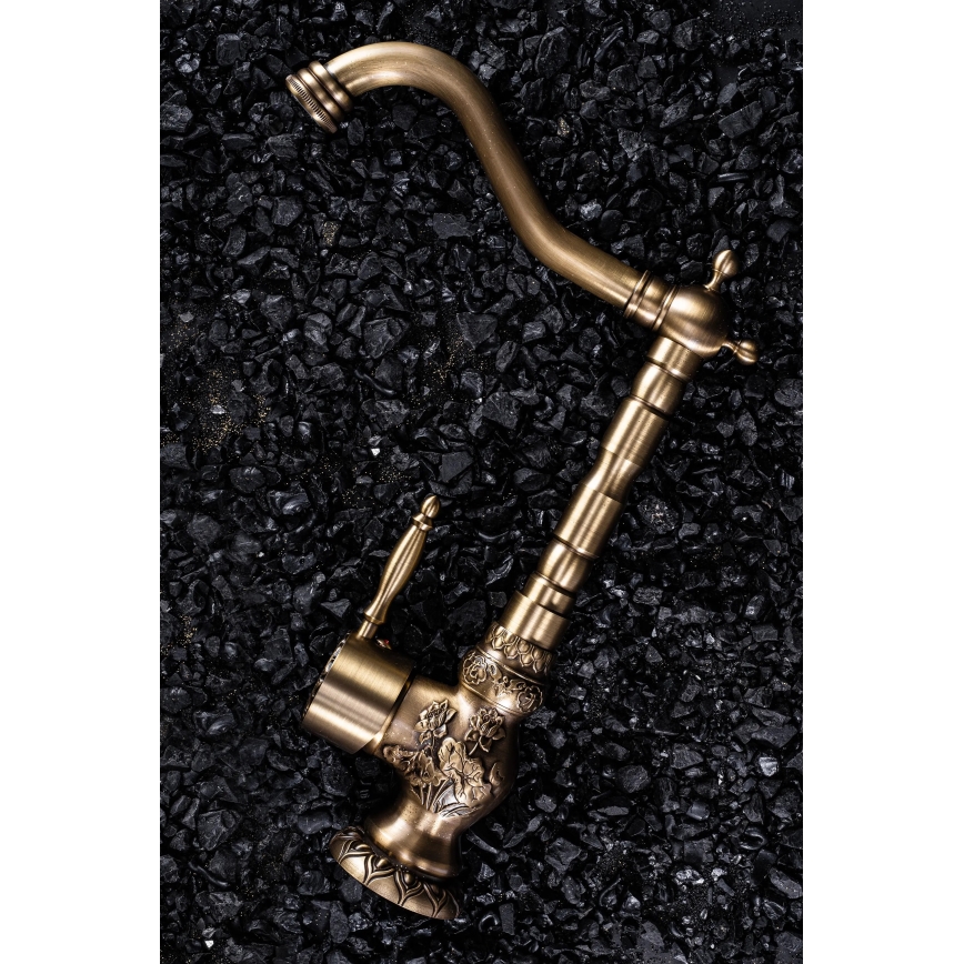 REA-B2500 - Valamusegisti VENICE RETRO 32 cm, harjatud kuldne viimistlus