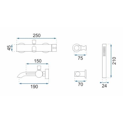 REA-B4422 - LUNGO vannikomplekt, läikiv must