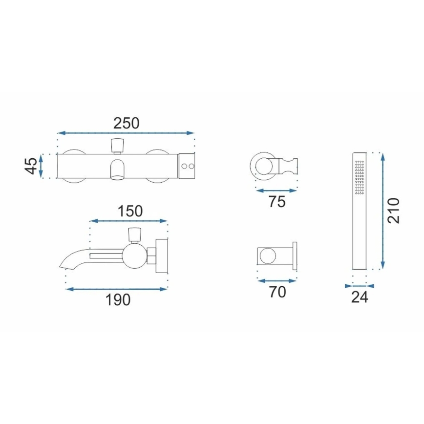 REA-B4422 - LUNGO vannikomplekt, läikiv must