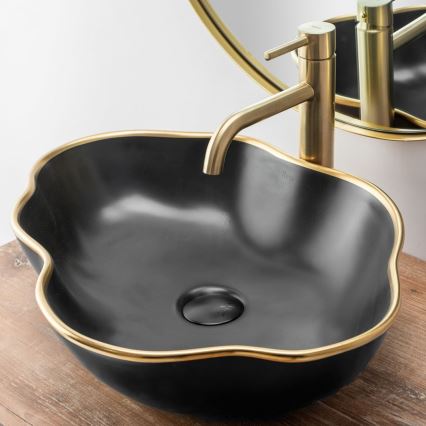 REA-B4526 - Valamu segisti LUNGO 28 cm harjatud kuldne
