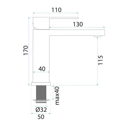 REA-B4589 - Valamusegisti ARLO 17 cm, nikeldatud