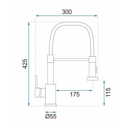 REA-B4820 - Valamusegisti väljatõmmatava pihustiga COLIN 42,5 cm must