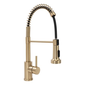 REA-B4821 - Valamusegisti väljatõmmatava dušiotsikuga COLIN 42,5 cm harjatud kuldne