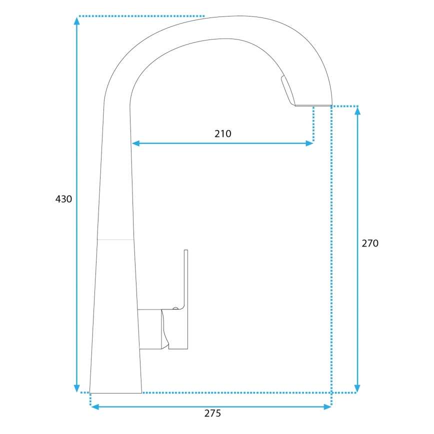 REA-B5313 - Köögisegisti ROSS 43 cm väljatõmmatava dušiga, must