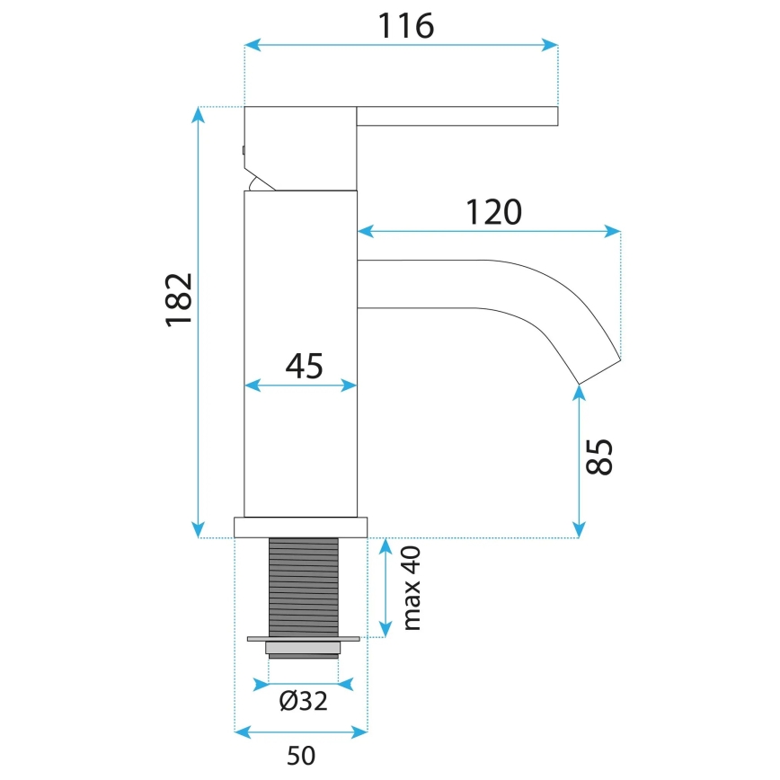 REA-B5504 - Valamusegisti ONTARIO 17,5 cm must