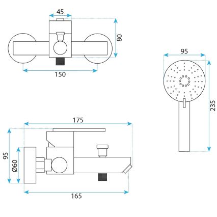 REA-B5514 - Vannikomplekt ONTARIO harjatud roostevaba teras