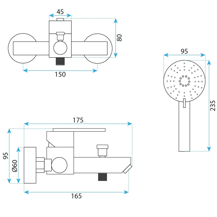 REA-B5514 - Vannikomplekt ONTARIO harjatud roostevaba teras