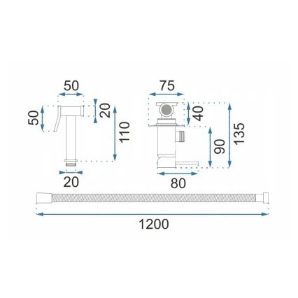 REA-B6311 - LUNGO bidee segisti käsidušiga, peidetava paigaldusega, harjatud kuldne