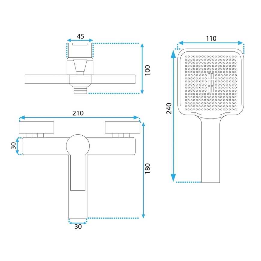 REA-B6407 - Vannikomplekt segistiga ARGUS, matt must