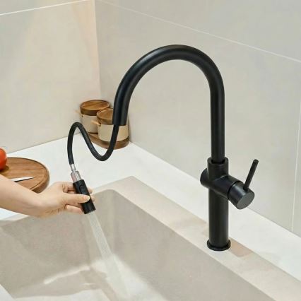 REA-B7200 - Köögisegisti FRESH 45 cm väljatõmmatava duššipeaga, must