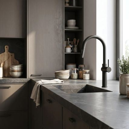 REA-B7200 - Köögisegisti FRESH 45 cm väljatõmmatava duššipeaga, must