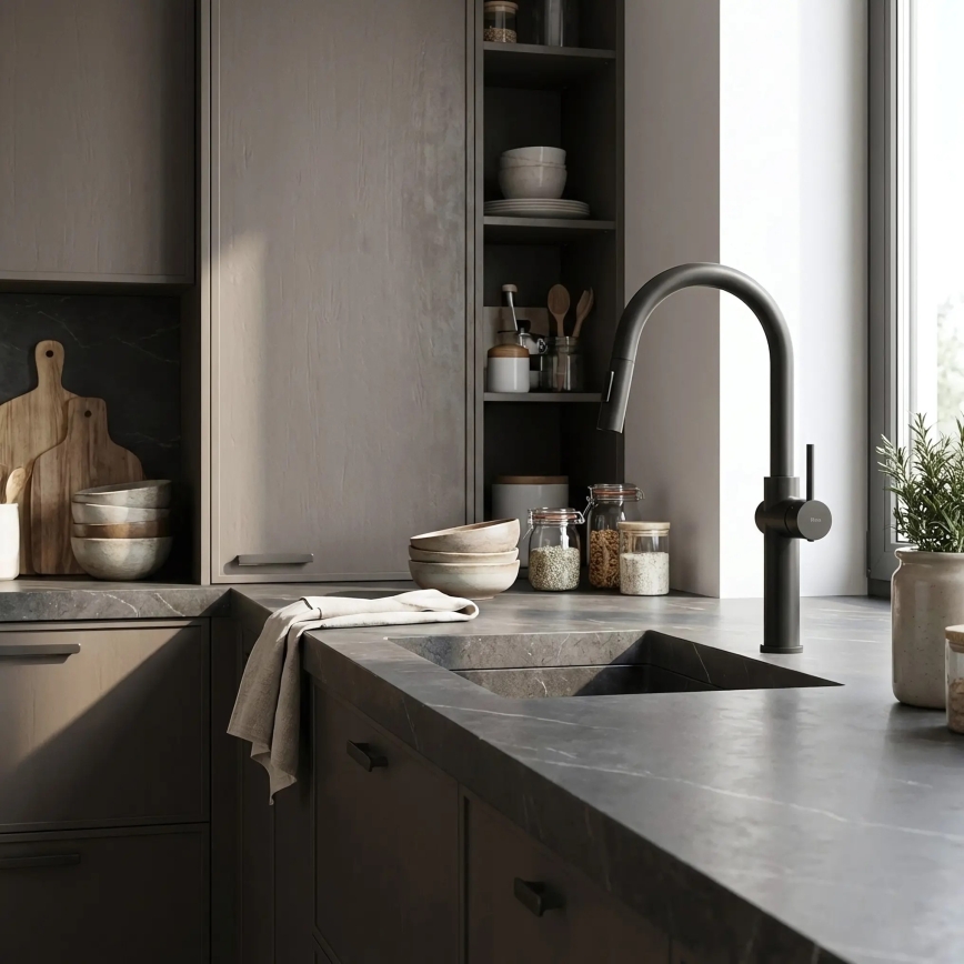 REA-B7200 - Köögisegisti FRESH 45 cm väljatõmmatava duššipeaga, must