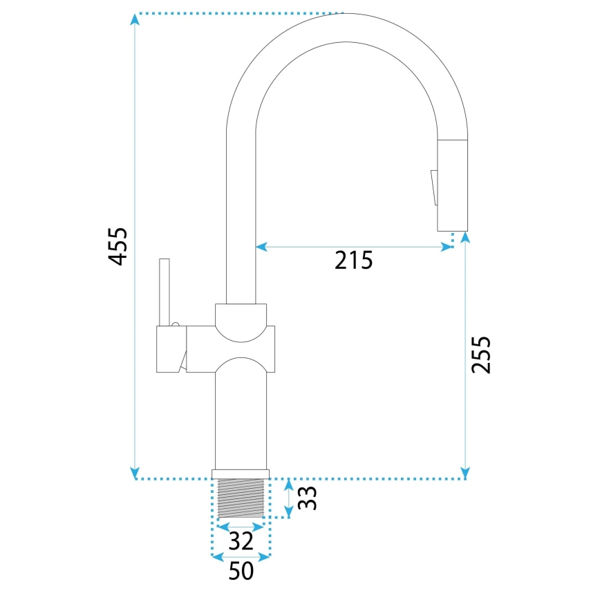 REA-B7200 - Köögisegisti FRESH 45 cm väljatõmmatava duššipeaga, must