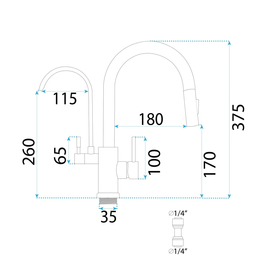 REA-B7564 - Köögisegisti tõmmatava otsikuga ja filtriga ECO FRESH 37,5 cm nikkel
