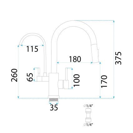REA-B7564 - Köögisegisti väljatõmmatava pihustiga ja filtriga ECO FRESH 37,5 cm matt must