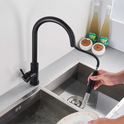 REA-B9147 - Köögisegisti väljatõmmatava pihustiga FRESH 39,5 cm matt must