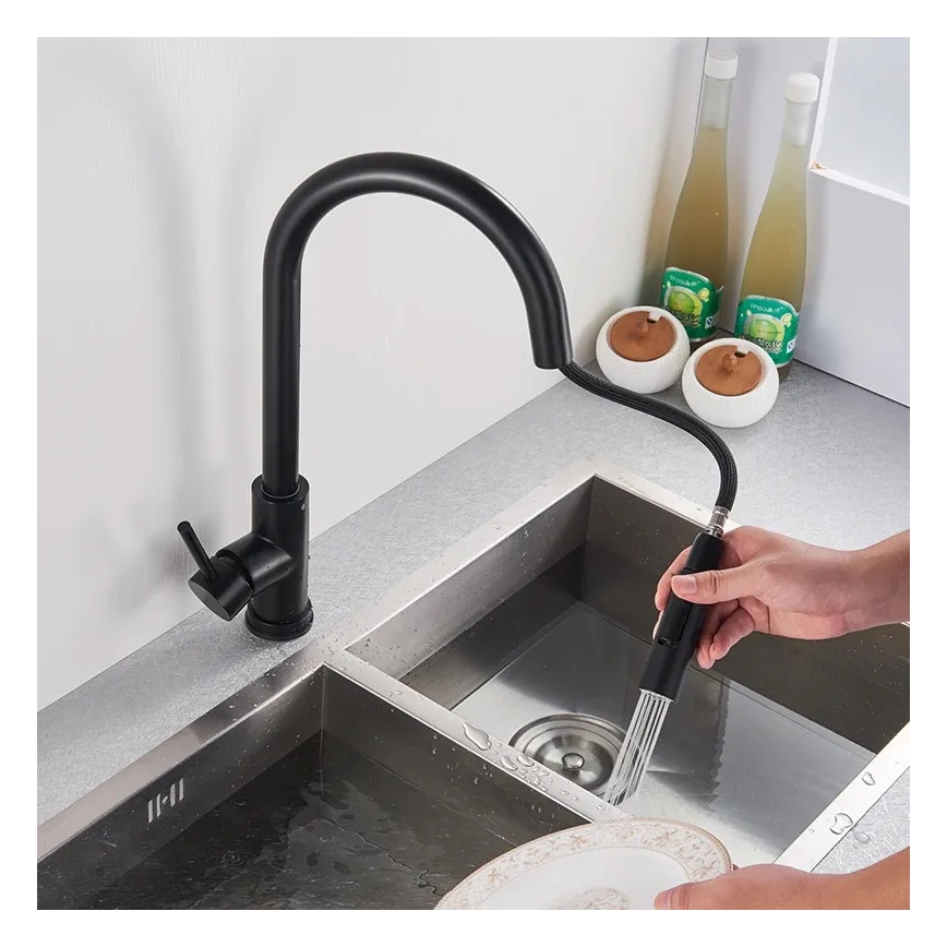 REA-B9147 - Köögisegisti väljatõmmatava pihustiga FRESH 39,5 cm matt must