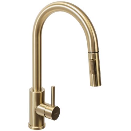 REA-B9148 - Köögivalamusegisti tõmmatava dušipeaga FRESH 39,5 cm, harjatud kuldne