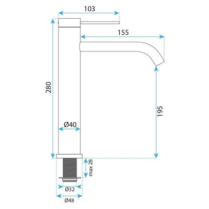 REA-B9322 - Valamusegisti RIVO 28 cm titaanviimistlusega