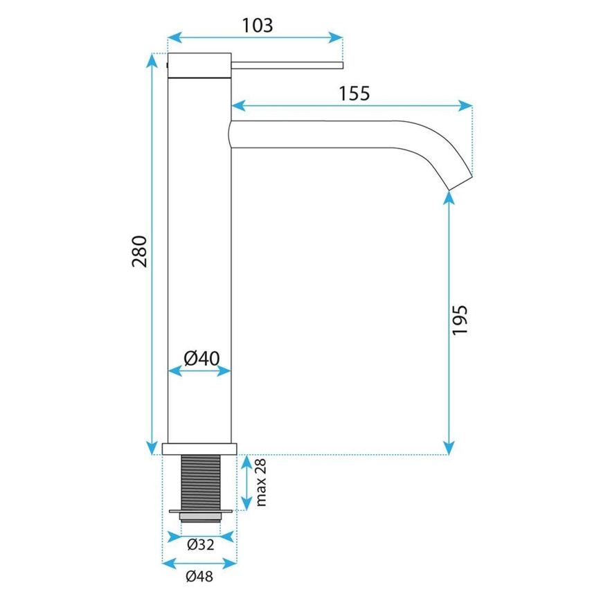 REA-B9322 - Valamusegisti RIVO 28 cm titaanviimistlusega