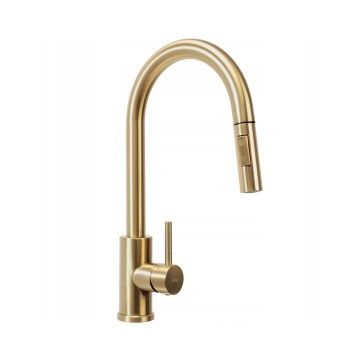 REA-B9842 - Puutejuhtimisega köögisegisti FRESH TOUCH, 37 cm, väljatõmmatava pihustiga, 4xAA, harjatud kuldne