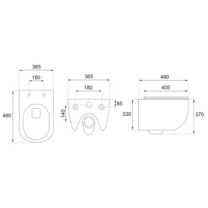 REA-C1259 - Rippuv WC-pott istmekaanega CARLO MINI TORNADO RIMLESS keraamika/läikiv valge