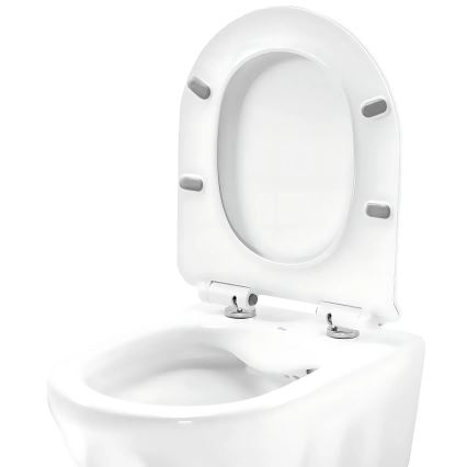 REA-C1652 - Seinale kinnitatav WC-pott koos istumiskaanega GUSTAVO RIMLESS, keraamika/valge