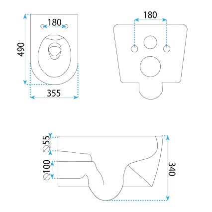 REA-C1652 - Seinale kinnitatav WC-pott koos istumiskaanega GUSTAVO RIMLESS, keraamika/valge