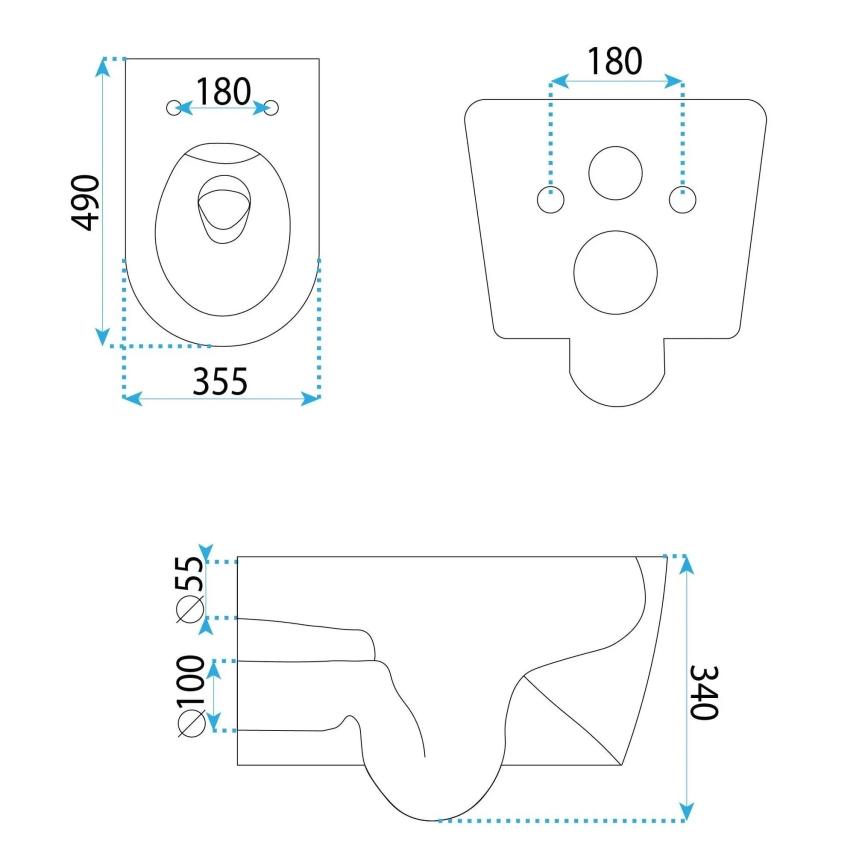 REA-C1652 - Seinale kinnitatav WC-pott koos istumiskaanega GUSTAVO RIMLESS, keraamika/valge