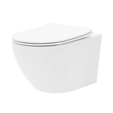 REA-C2760 - Seinale kinnitatav WC koos istmekaanega CARLO FLAT MINI RIMLESS keraamiline/läikiv valge