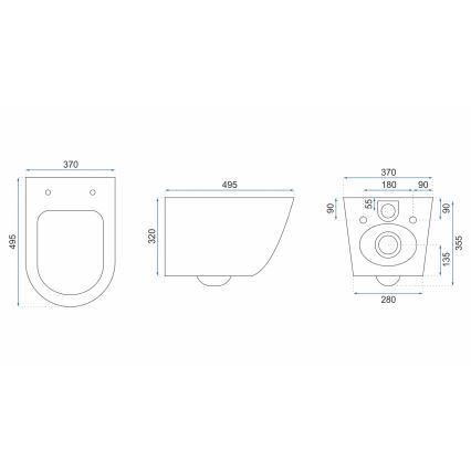 REA-C2760 - Seinale kinnitatav WC koos istmekaanega CARLO FLAT MINI RIMLESS keraamiline/läikiv valge